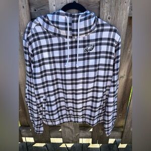 NFL Eagles Black and White Plaid Hoodie Sweater